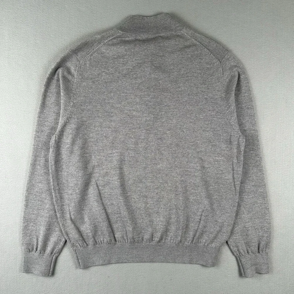 Fairway‎ & Greene 1/4 Zip Sweater Men's Large Gray Baruffa Merino Wool Pullover